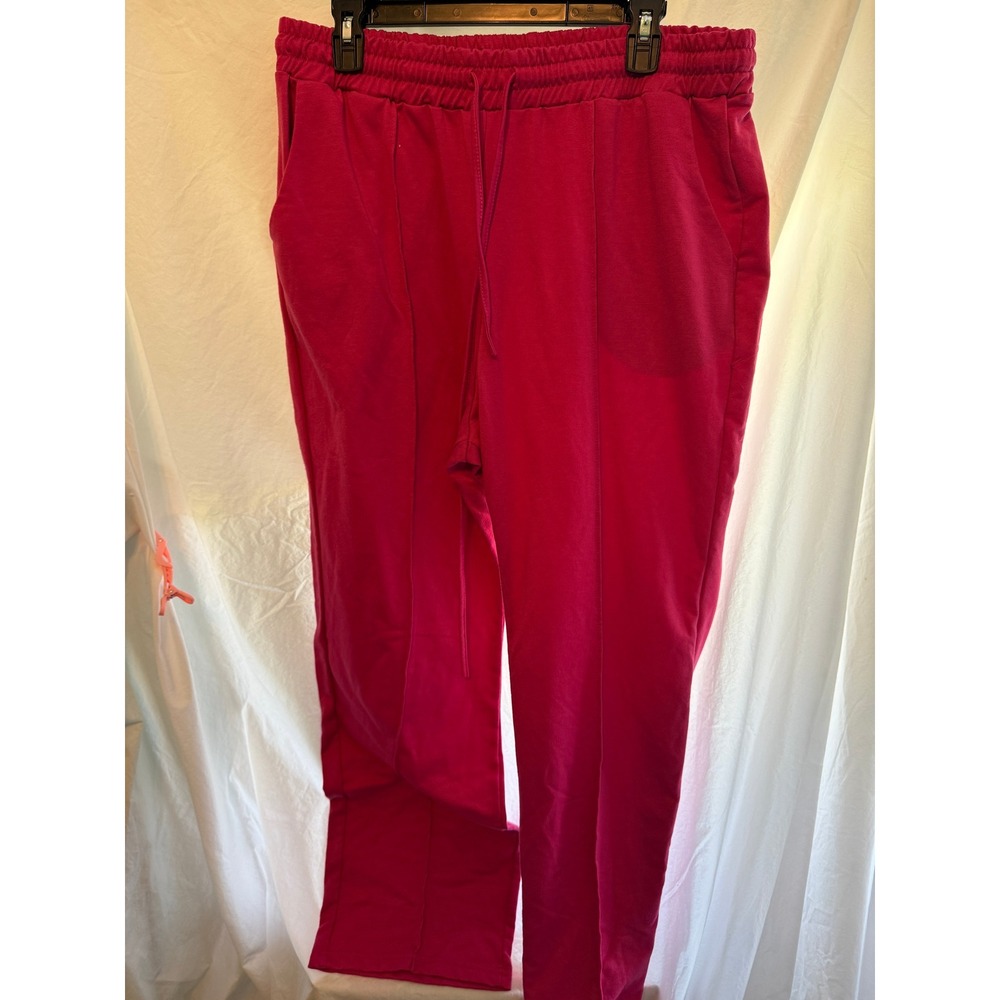 Magenta Pink Drawstring Sweatpants 3XL Stitched Seam Joggers with Pockets